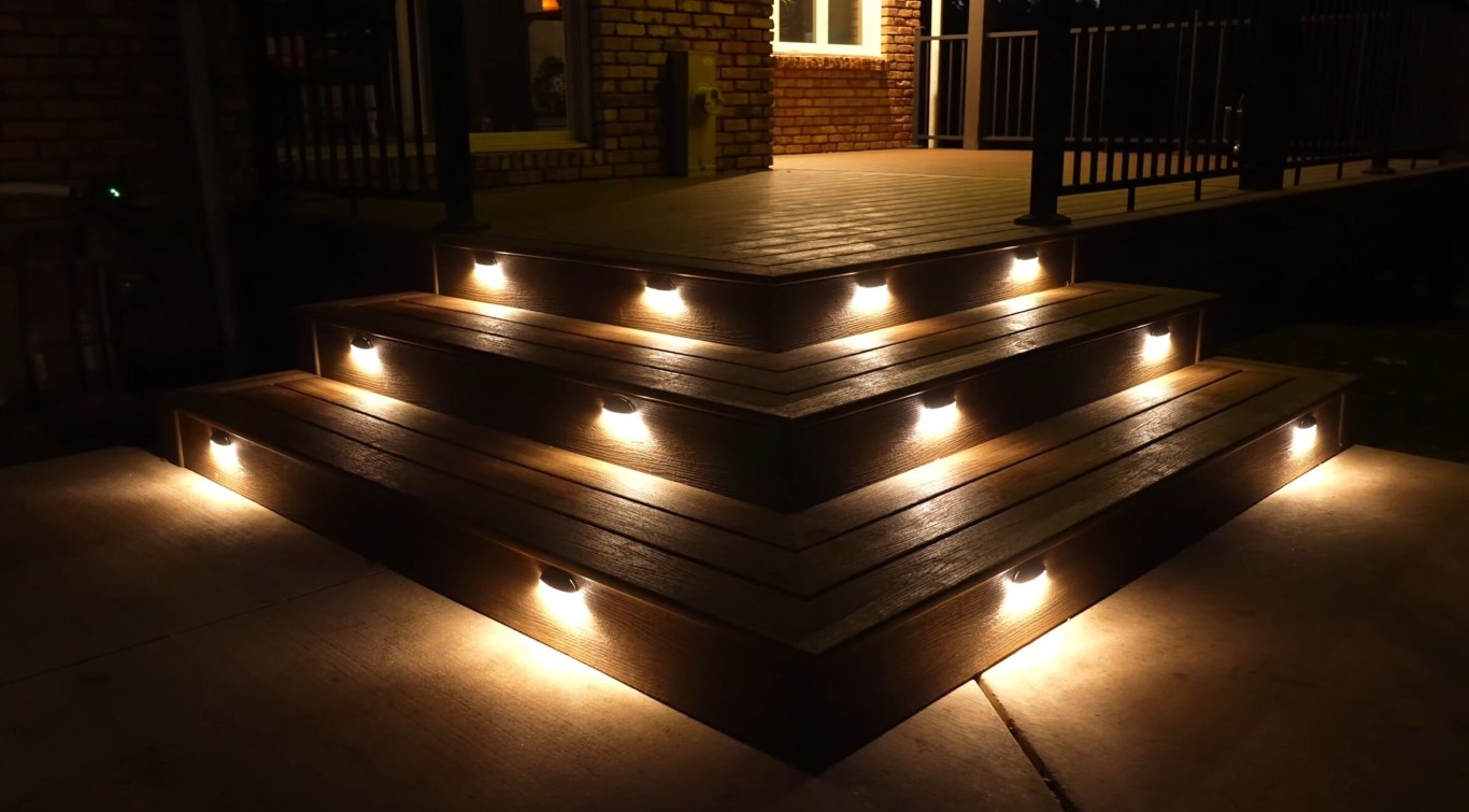 Deck with LED step lighting for safety and ambiance in Casas Adobes, AZ